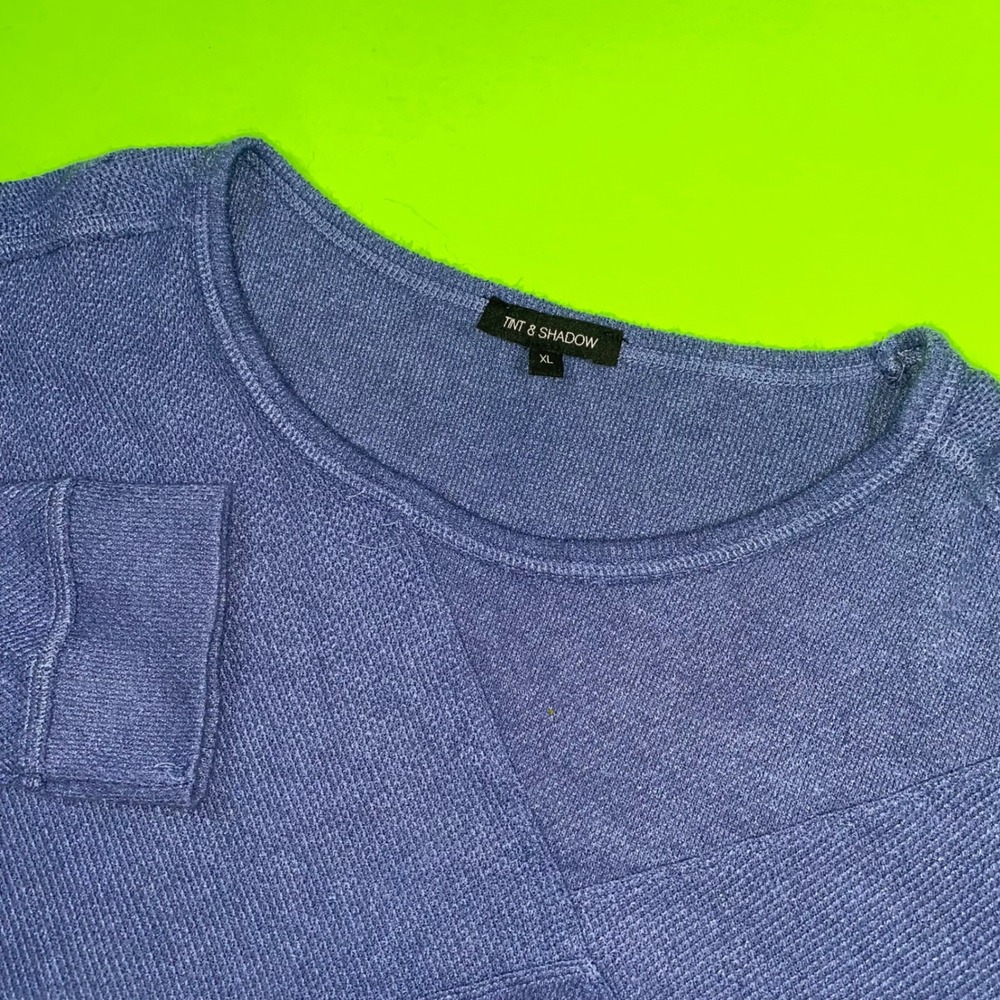 TNT &‎ SHADOW Mens Blue Textured Long Sleeve Crewneck Casual Shirt XL